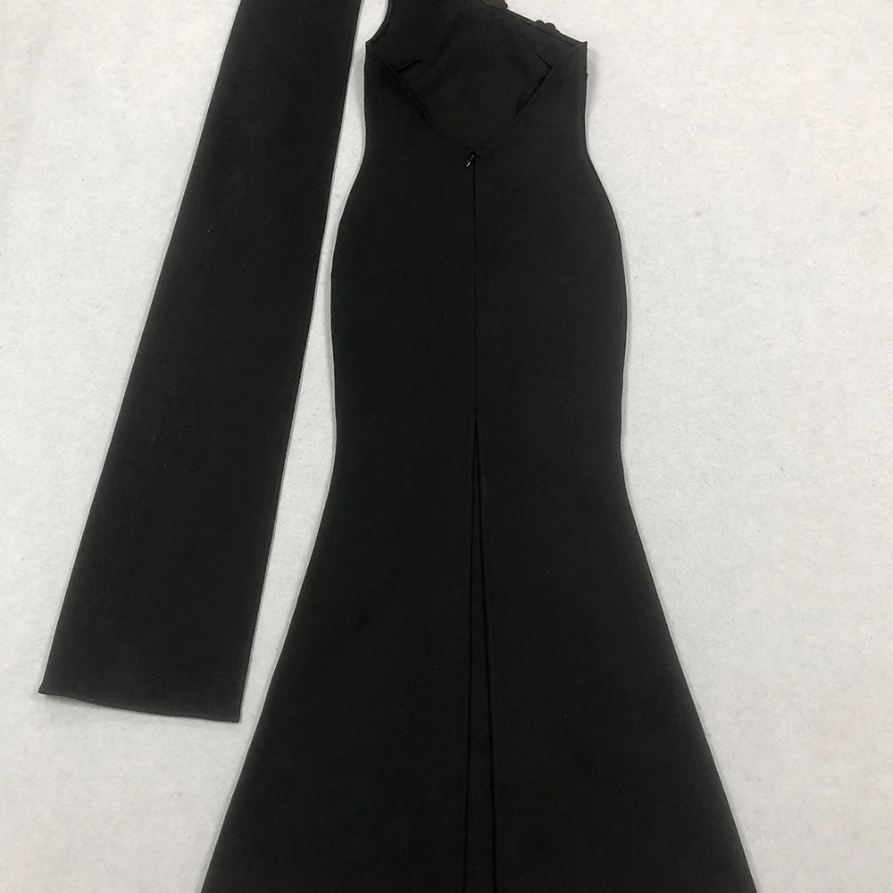 Elegant Solid Diamond Flower Bandage Women Halter Dress Off Shoulder Sleeveless Backless Slim Female Maxi Dresses 2025 Lady Robe