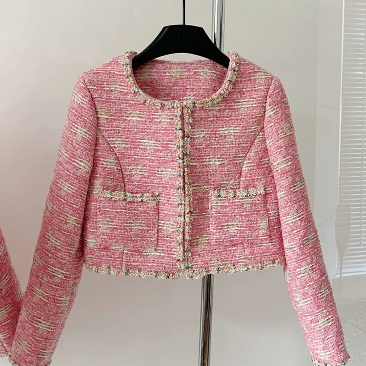 High Street French Vintage Small Fragrant Tweed Jacket For Women Luxury Runway Korean Fashion Woolen Short Coats Jaqueta Casacos