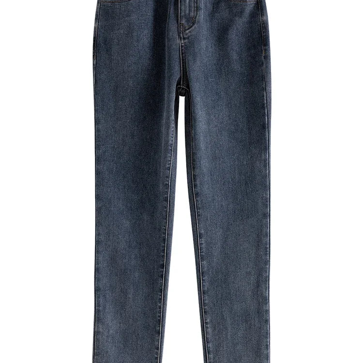 Commuter Style Stretch Skinny Jeans for Women High Waist Slimming Winter Pencil Pants Small Foot Nine-Point Pant