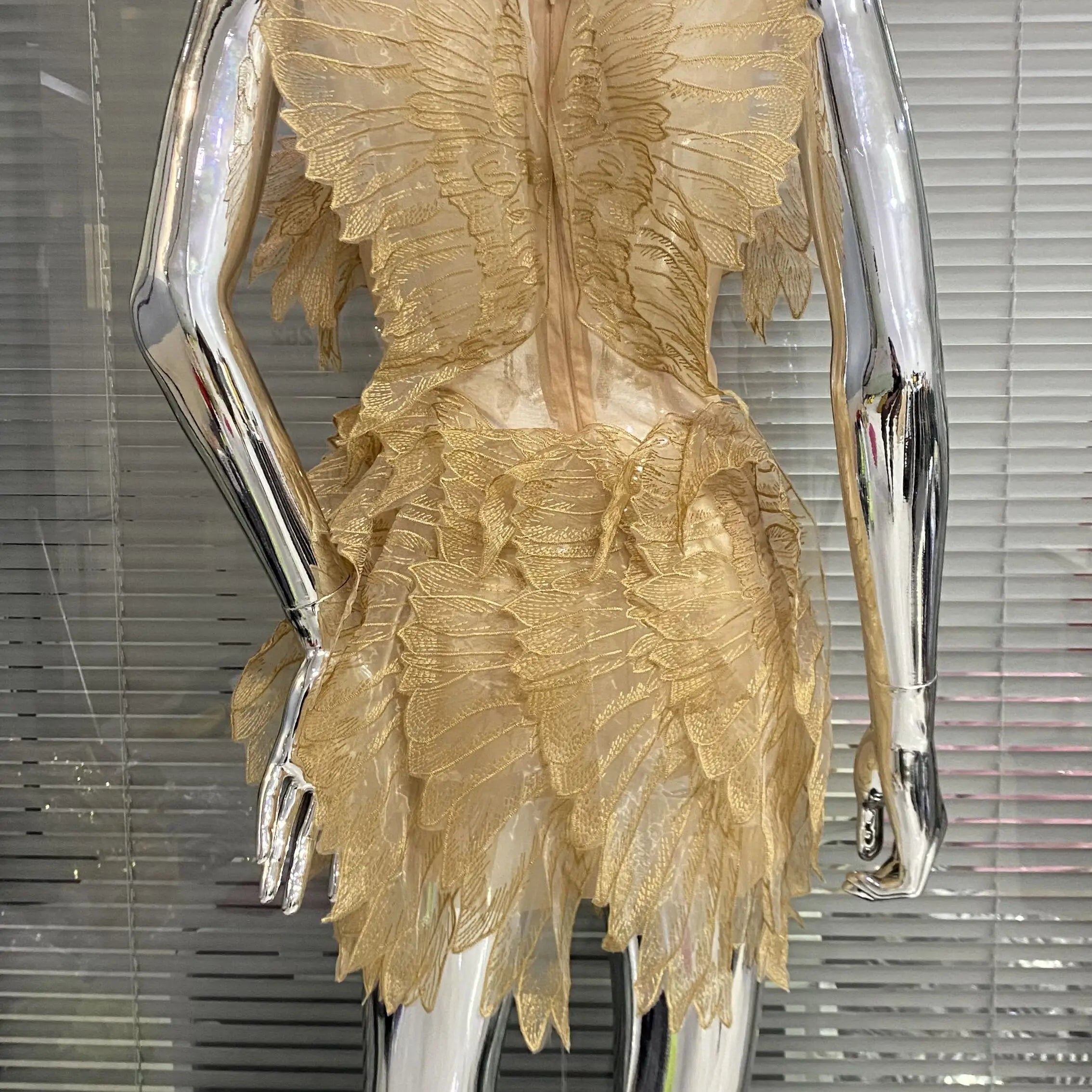 Gold Color Women Sexy Halter Crystal  Bodycon Mini Dress Celebrate Birthday Party Girls' Nightclub Bar SInger Dress