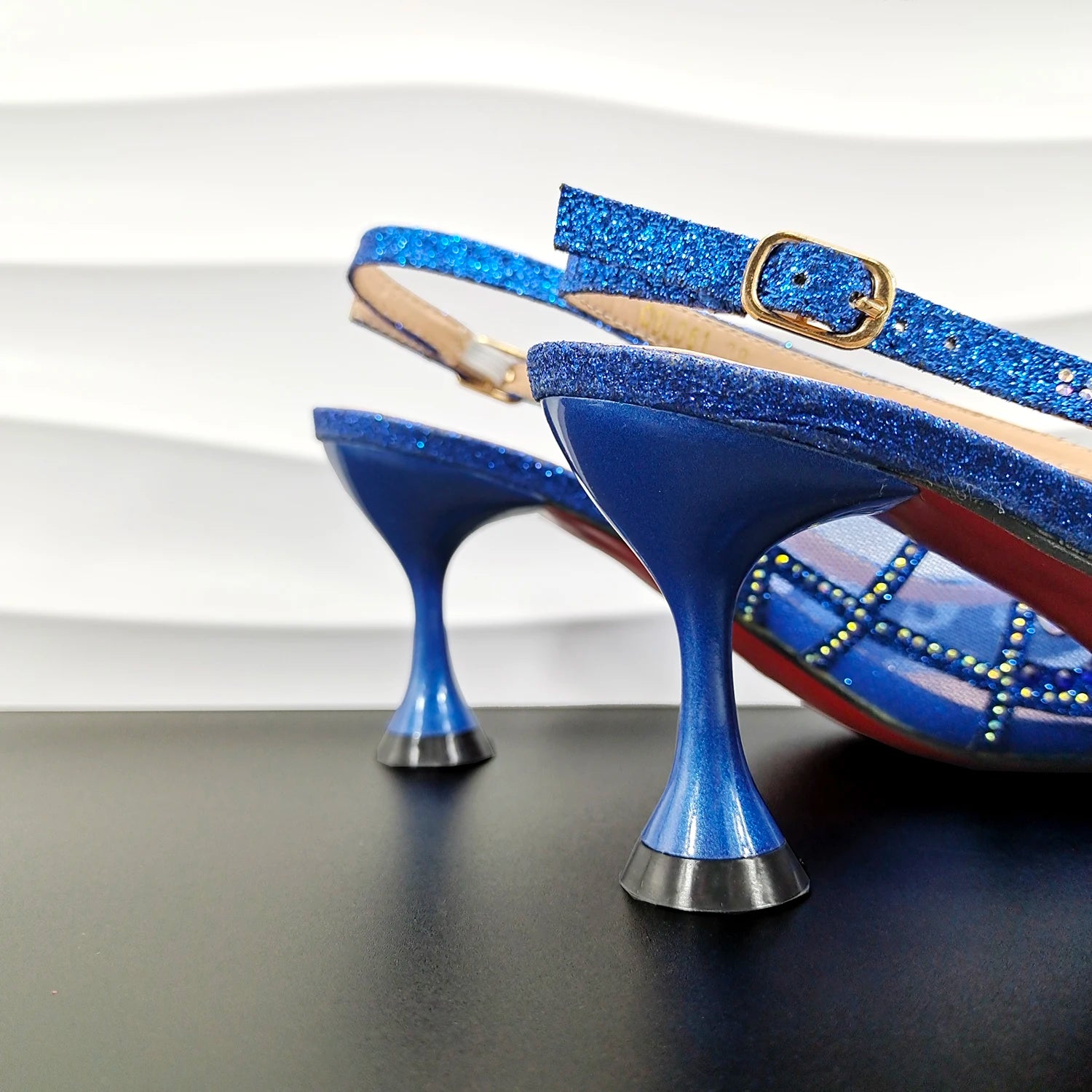 QSGFC Newest Fashion Royal Blue Color Sweet Style Party Wedding Ladies Shoes and Bag Decorated With Rhinestone