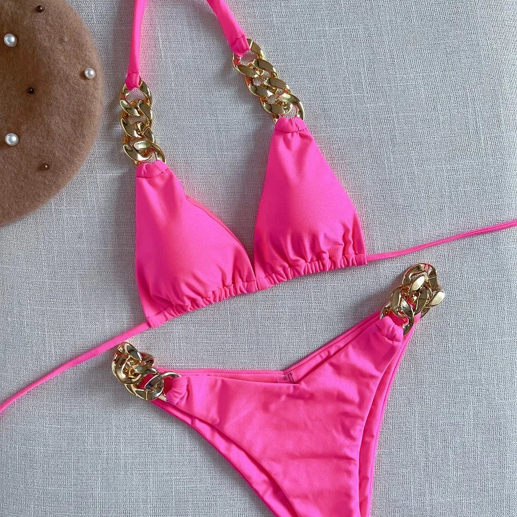 RUOTONGSEPT New Sexy Bikini 2023 Triangle Bathing Suit for Women Brazilian Bikini Set 2-piece Halter Swimwear Push Up Swimsuit F01