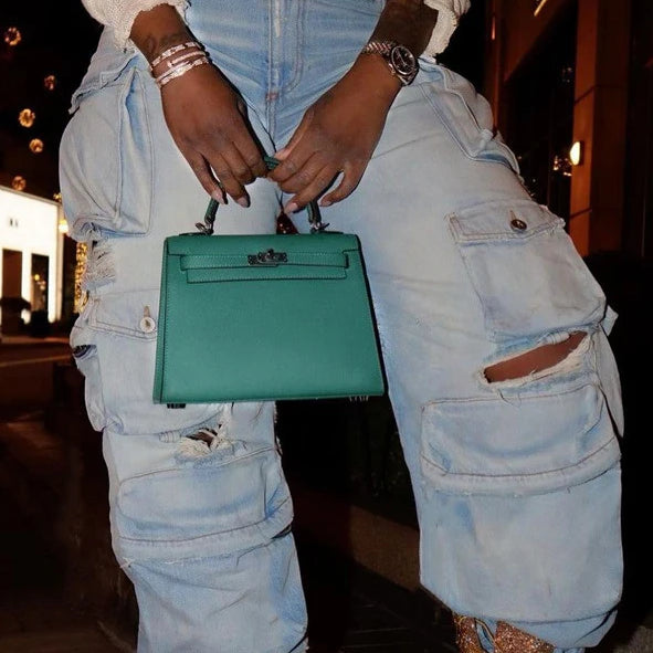 Autumn and winter plus size women's Y2K style cargo multi-pocket loose straight-leg ripped casual mopping jeans