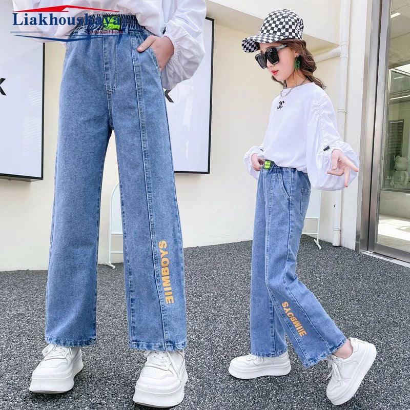Girls Hole Sale Hanger Jeans Pants Kids Denim Trousers Casual Clothes For Teenagers Girl Spring Winter Trendy Children Clothes Splicing Pants