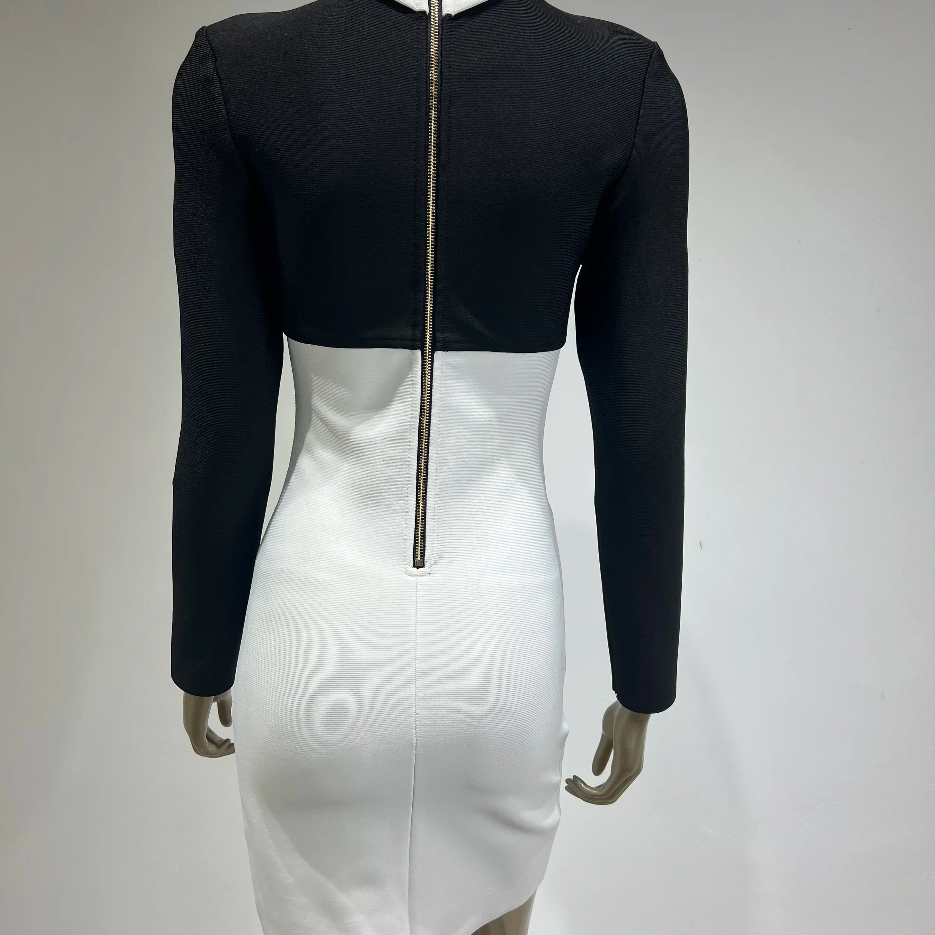 New Spring Women Long Sleeve Sexy Button Bodycon Mini Bandage Dress Elegant Evening Party Celebrate Dress Wholesale