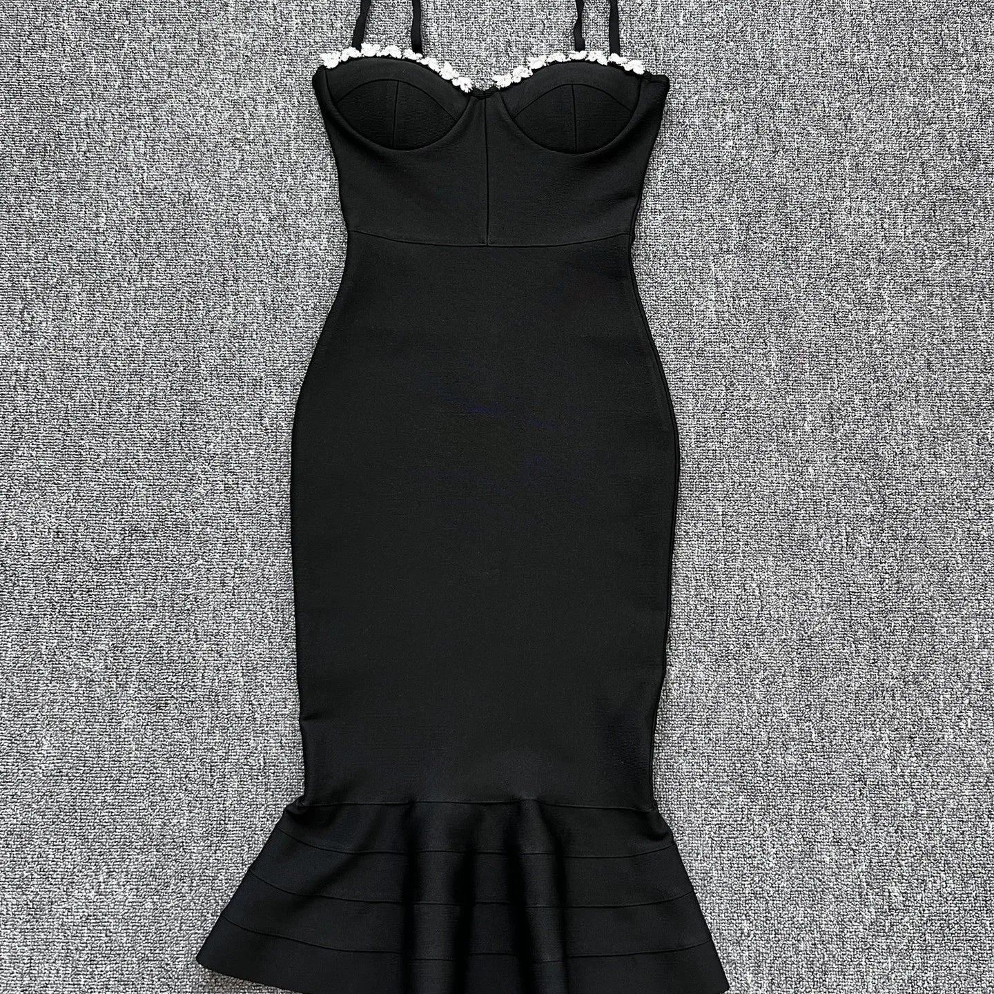 Women Sexy Long Style Fashion Bandage Dress Rayon Backless V Camisole Slim Bodycon Fashion Ruffle Edge Celebrity Party Dress