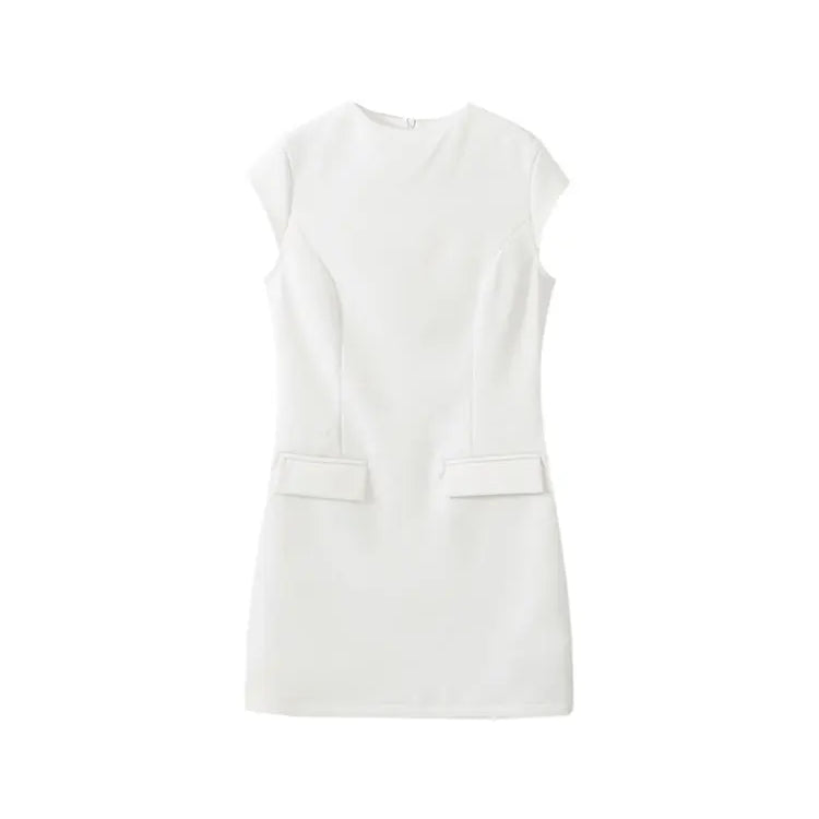TRAF Dress Woman Black White Short Dresses For Women New Sleeveless Mini Dress Simple And Elegant Office Dresses