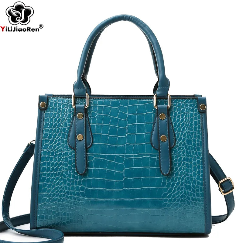 Luksuriøs krokodille mønster håndveske kvinner store tote skuldervesker designer mote alligator skinn crossbody veske damer håndvesker