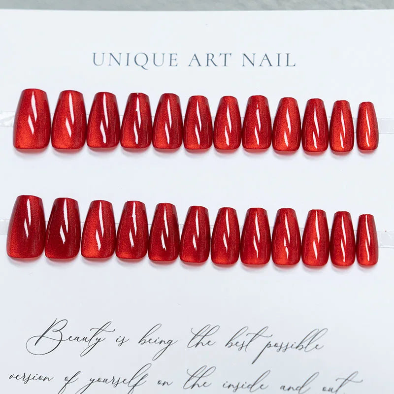 Glossy Cat Eyes Fake Nails Full Cover Almond Black Press on Nail Women Girls DIY Manicure Simple Wearable False Nails Tips 24Pcs