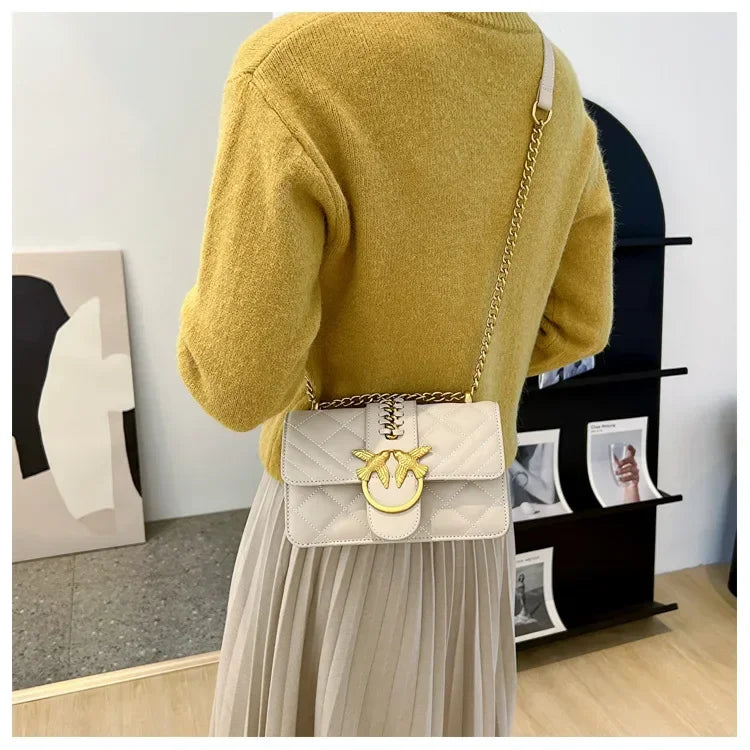 High-End Korean Style Chain Embroidery Bag - Women's Small Square, Versatile Design