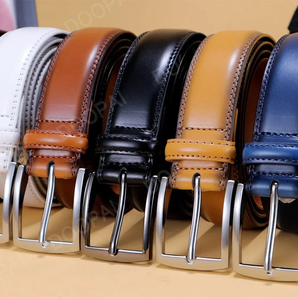 Men Belts High Quality Genuine Leather LONG Large Pin Buckle Metal Automatic Buckle Male Belts Strap Male