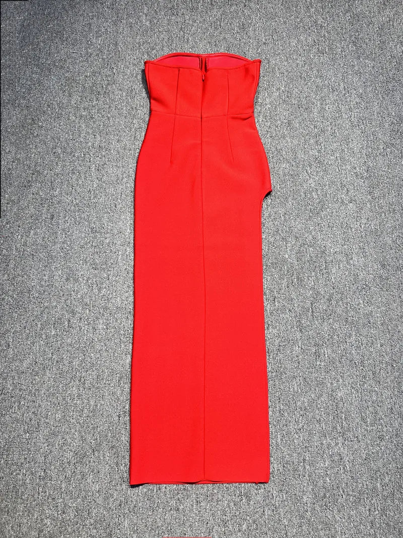 High Quality Women Sexy Strapless Bodycon Long Bandage Dress Celebrate Wedding Mermaid Fashion Birthday Outfit Vestido