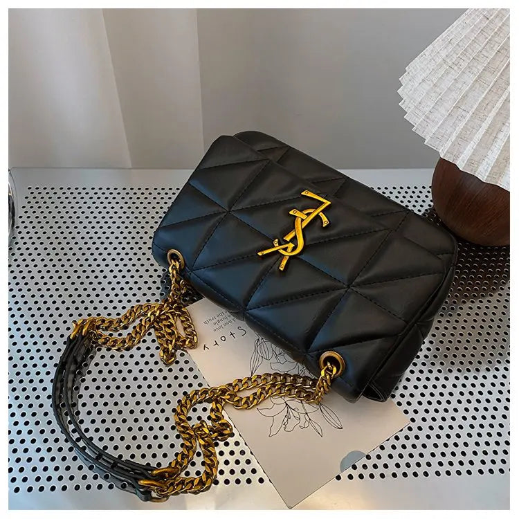 2025 Korean Style Quilted Bag, Soft Leather Crossbody Purse for Women, Chain Strap Shoulder Bag, Chic & Versatile