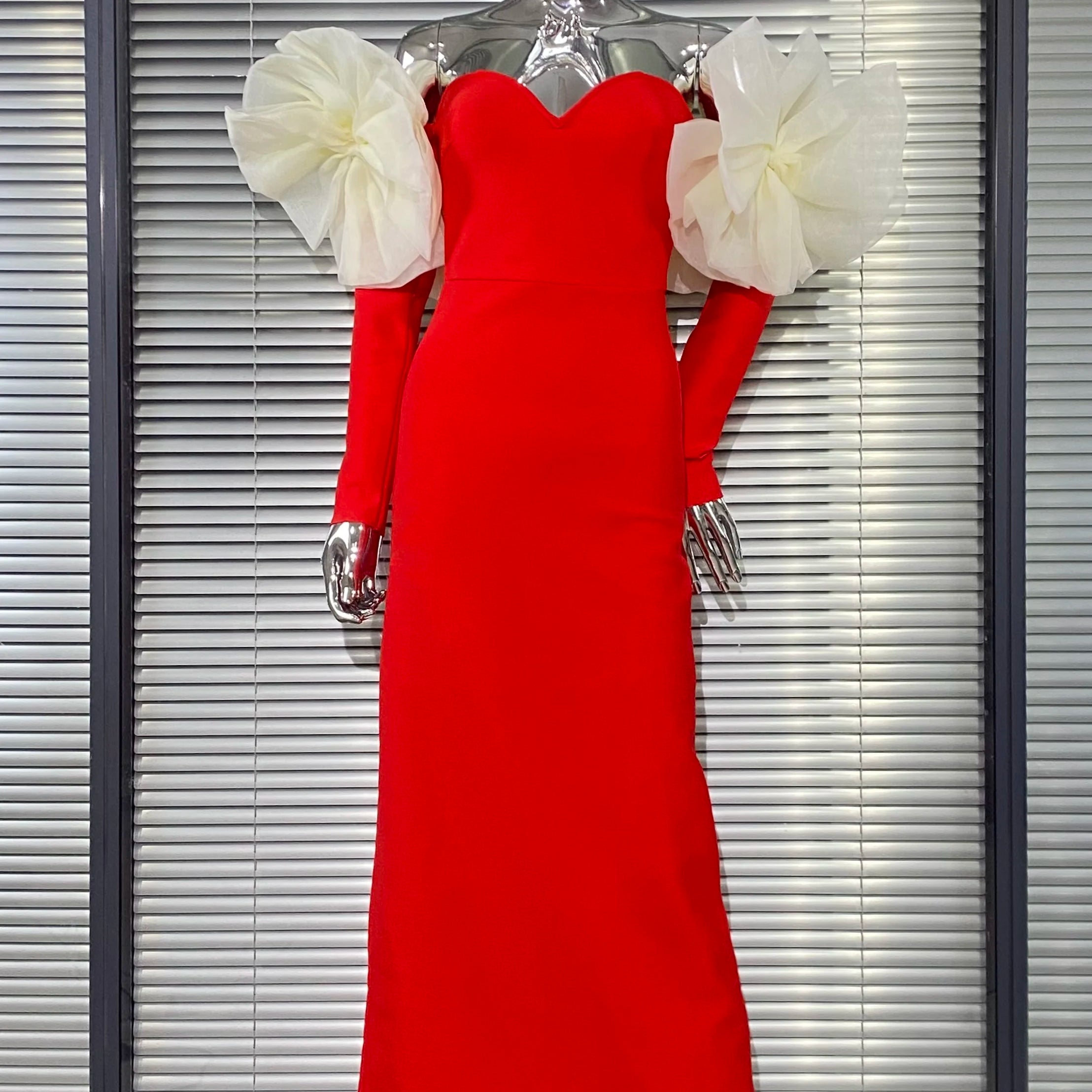 2025 Stereoscopic Flower Sexy Off The Shoulder Ankle Lenght Bandage Dress Woman Birthday Party Vestido Celebrity Party Outfit