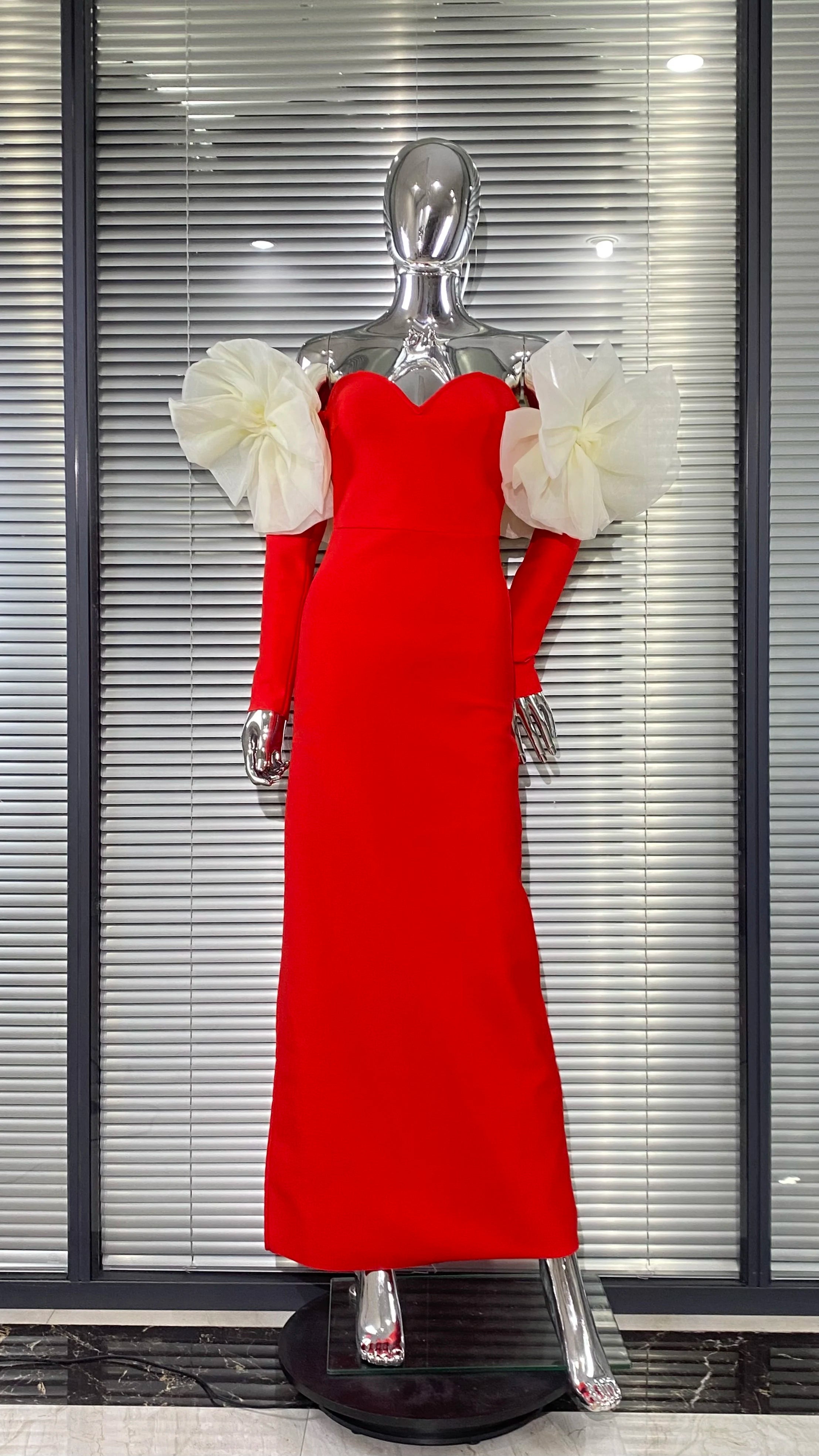 2025 Stereoscopic Flower Sexy Off The Shoulder Ankle Lenght Bandage Dress Woman Birthday Party Vestido Celebrity Party Outfit