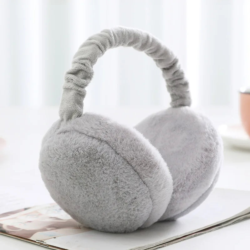 Plush Ear Muffs Warmer Foldable Ear Cover for Women Men Winter Warm Earflaps Outdoor Cold Protection Ear-Muffs Ear Cover Fashion C-Foldable Grey