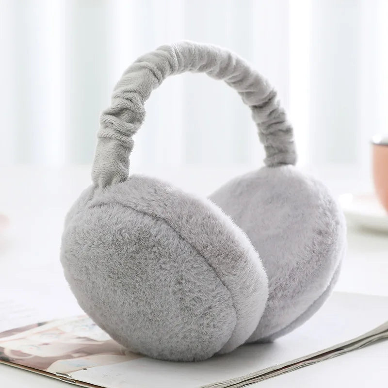 Plush Ear Muffs Warmer Foldable Ear Cover for Women Men Winter Warm Earflaps Outdoor Cold Protection Ear-Muffs Ear Cover Fashion C-Foldable Grey