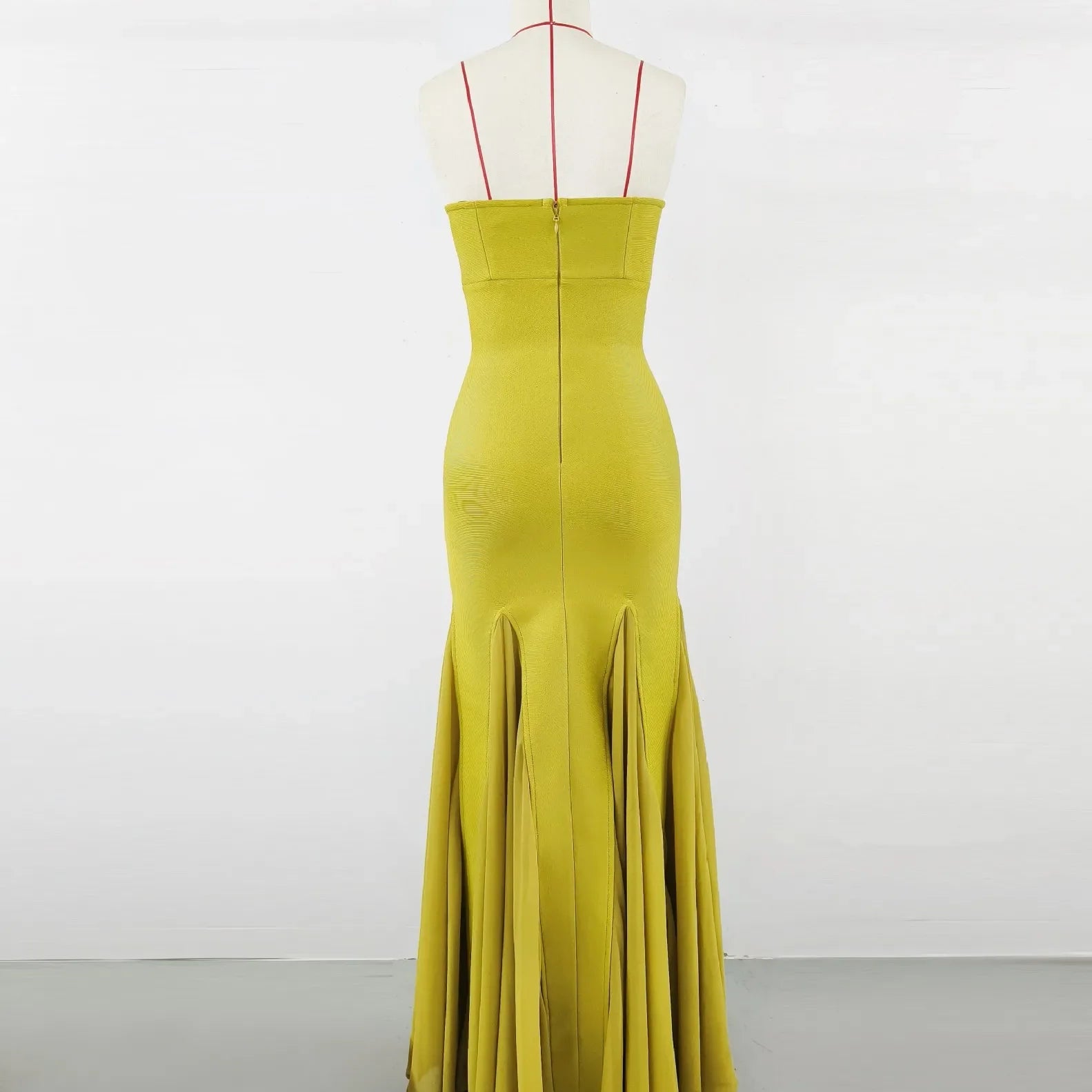 Fashion Yellow Color Women Sexy Strapless Bodycon Bandage Long Dress Celebrate Birthday Party Evening Outfit Wholesale