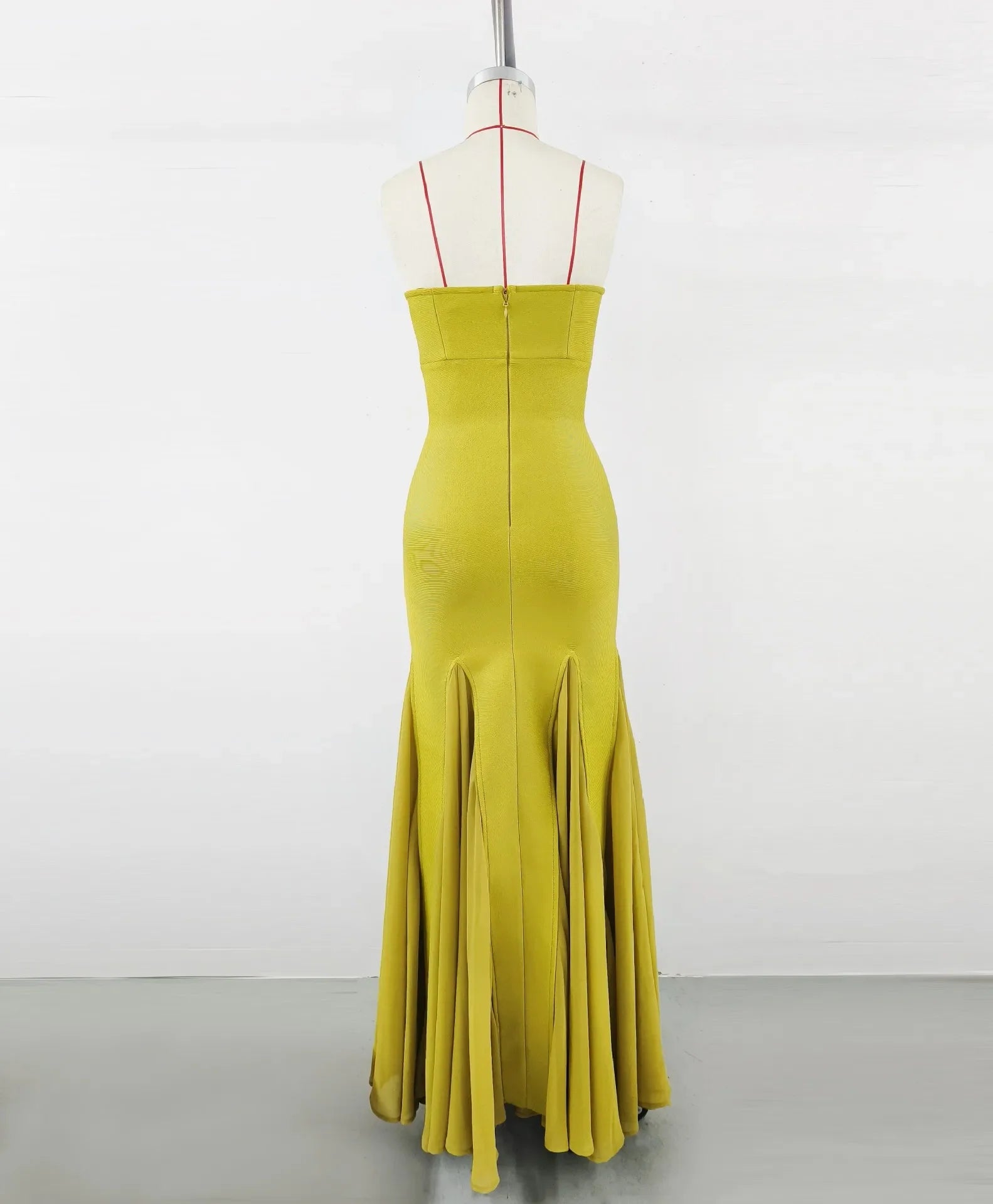 Fashion Yellow Color Women Sexy Strapless Bodycon Bandage Long Dress Celebrate Birthday Party Evening Outfit Wholesale