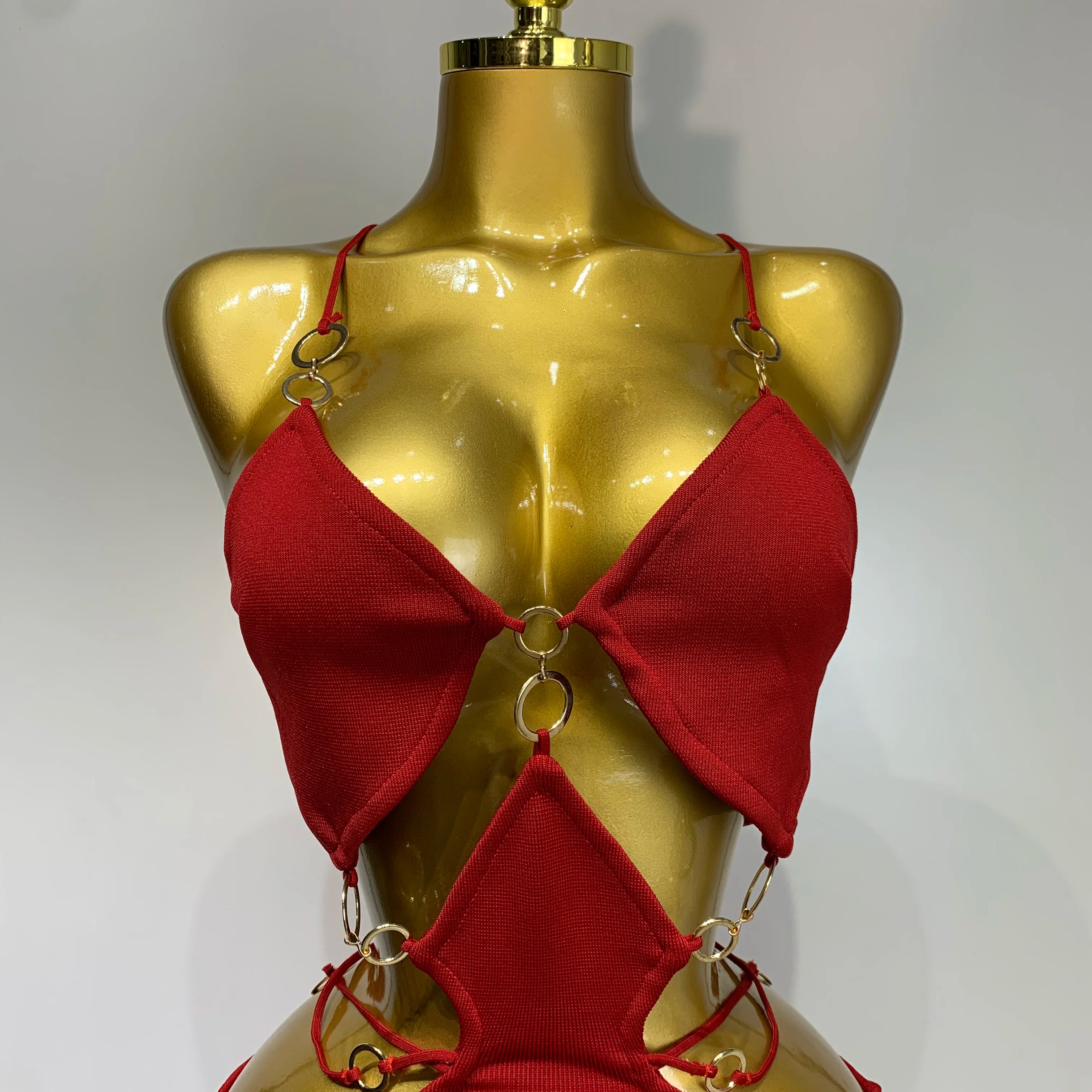 Women Sleeveless Sexy Halter Hollow Out Black Red Bodycon Long Bandage Dress 2025 Celebate Elegant Luxury Birthday Club Dress