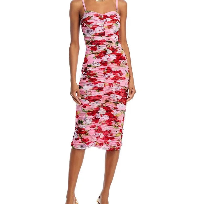 Print Color Women Sleeveless Sexy Strap Bodycon Mid-calf Dress Celebrate Nightclub Party Vacation Birthday Dress Wholesale