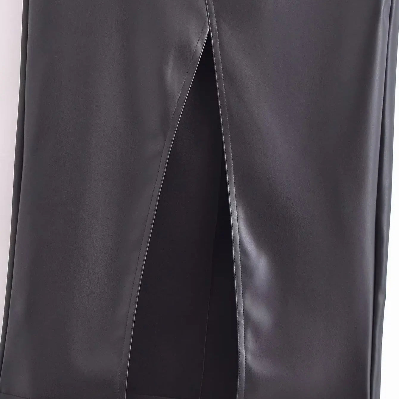 PU Women's Skirt Female Black Hight Waist A-Line Long Skirts Ladies Front Zipper with Pocket Winter New Skirt