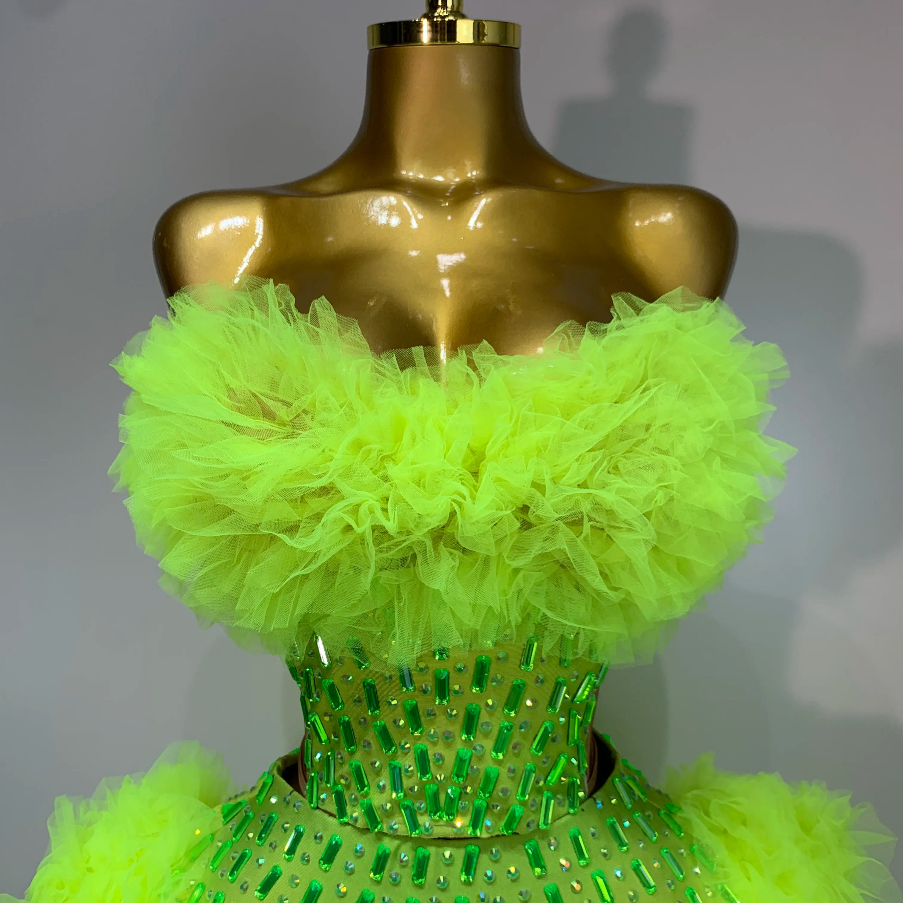 Women Sparkly Rhinestone Sexy Strapless Tops Skirt Two Piece Set Celebrate Evening Party Luxury Birthday Nightclub Stage Outfit