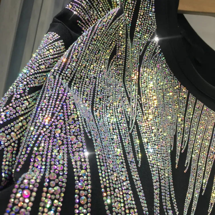 L-4XL Plus Size Tops Rhinestone Graphic T-shirts Luxury Large Size Tunic for Women Men Summer Cotton Women's Clothing Chubby Y2K