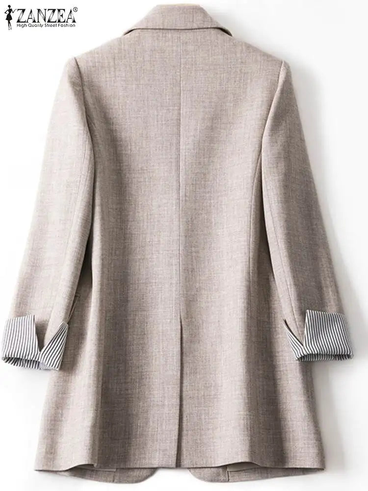 Fashion Office Women Blazer OL Casual Long Sleeve Coats Elegante Lapel Female Work Outwear Solid Simple Formal Suits