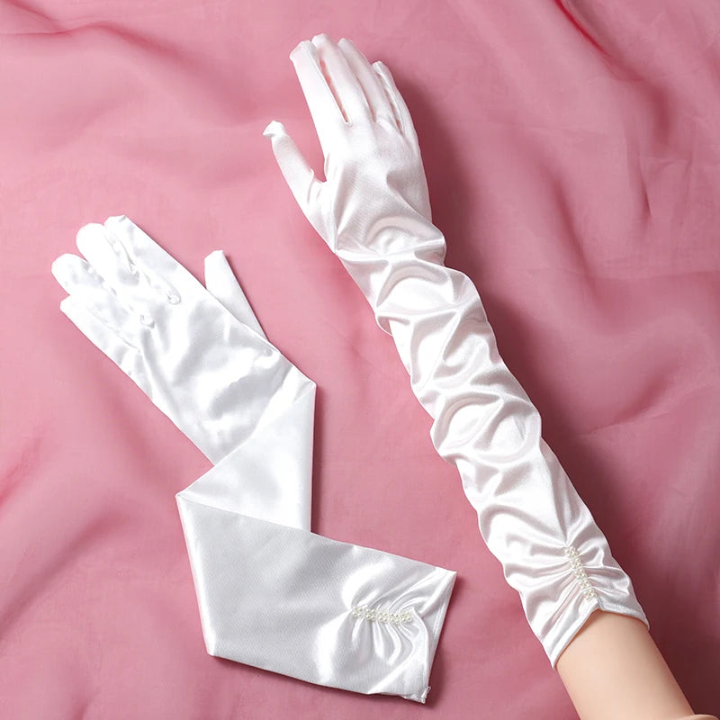 Wedding Bride Accessories Silk Gloves Long Short Dating Party Summer Elegance For Women and Girls ST-0032-A 1