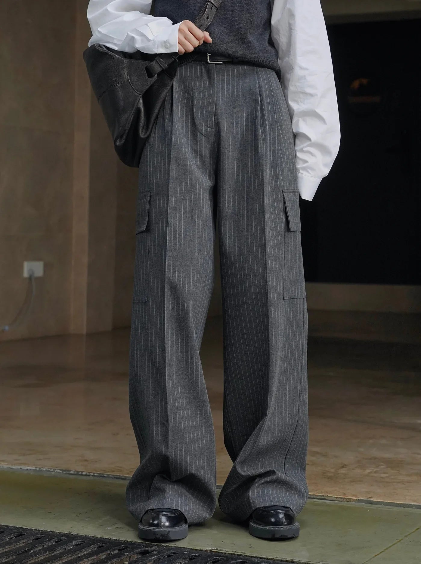 Spring and autumn women's casual striped high waisted loose pants