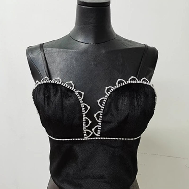 TWOTWINSTYLE Solid Spliced Bead Three Piece Sets for Women Lapel Long Sleeves Top V Neck Sleeveless Vest Long Pants Set Female