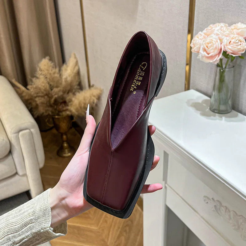 spring women's outerwear shoes Square toe design Mary Jane shoes Women's casual low-heeled shoes Work boat shoes 41-43