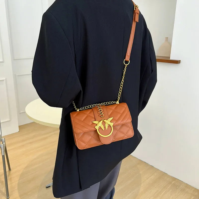 High-End Korean Style Chain Embroidery Bag - Women's Small Square, Versatile Design
