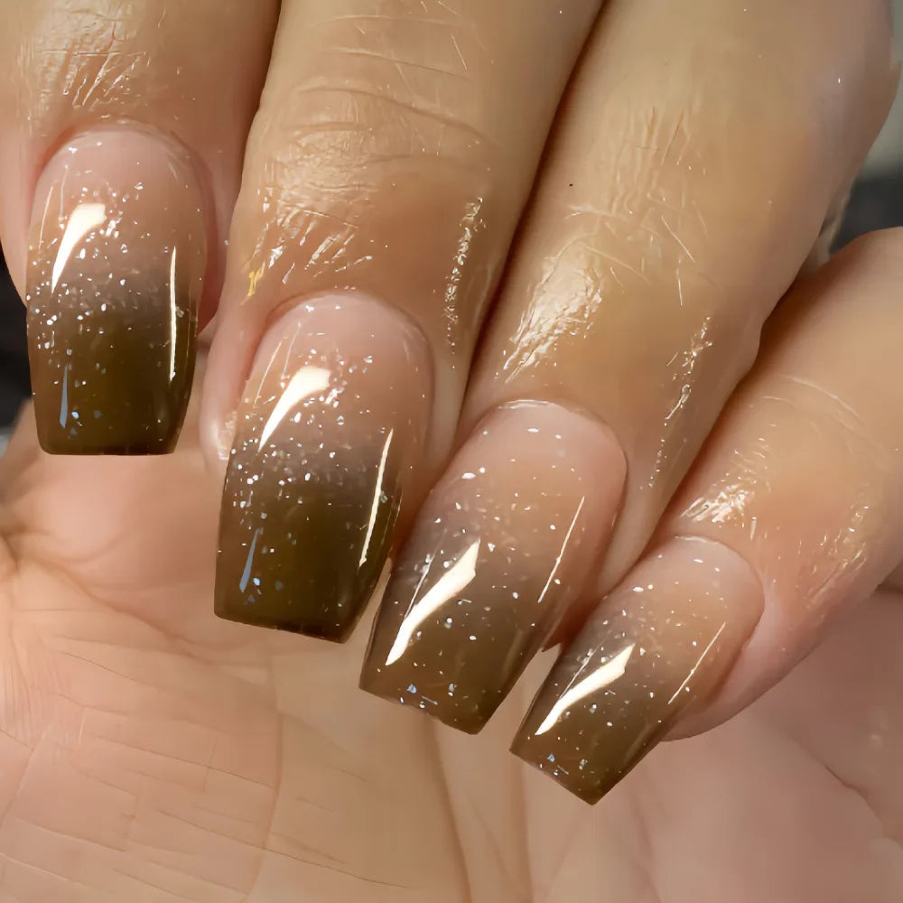 24pcs Press on Nails Square Flower False Nails Wearable Stick-on Nails Fake Nail Uñas Postizas Mujer Накладные Ногти 네일팁