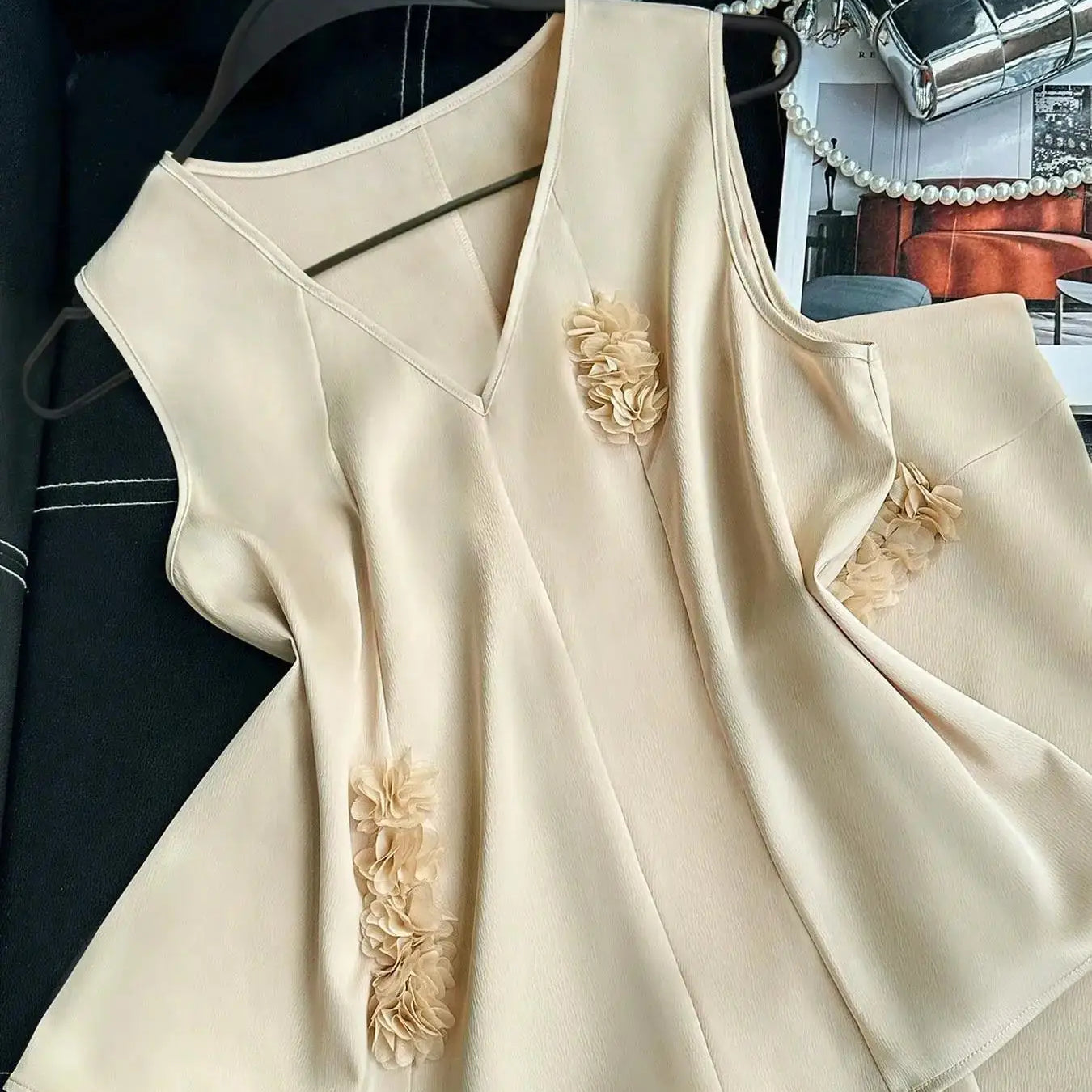 Plus size women's suit and western dress elegant skirt suit summer casual versatile heiress style v-neck