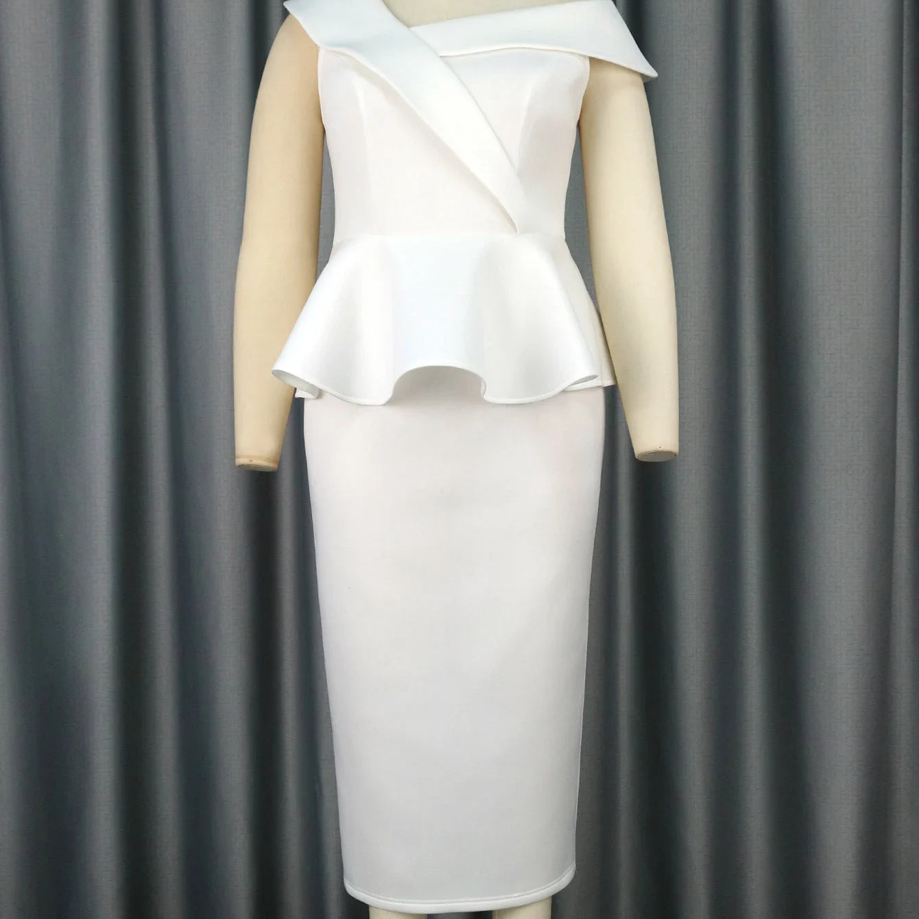 Plus Size White Dress Party Women's One Shoulder Short Sleeve Slim Fit Midi Dresses Elegant Birthday Club Evening Gowns