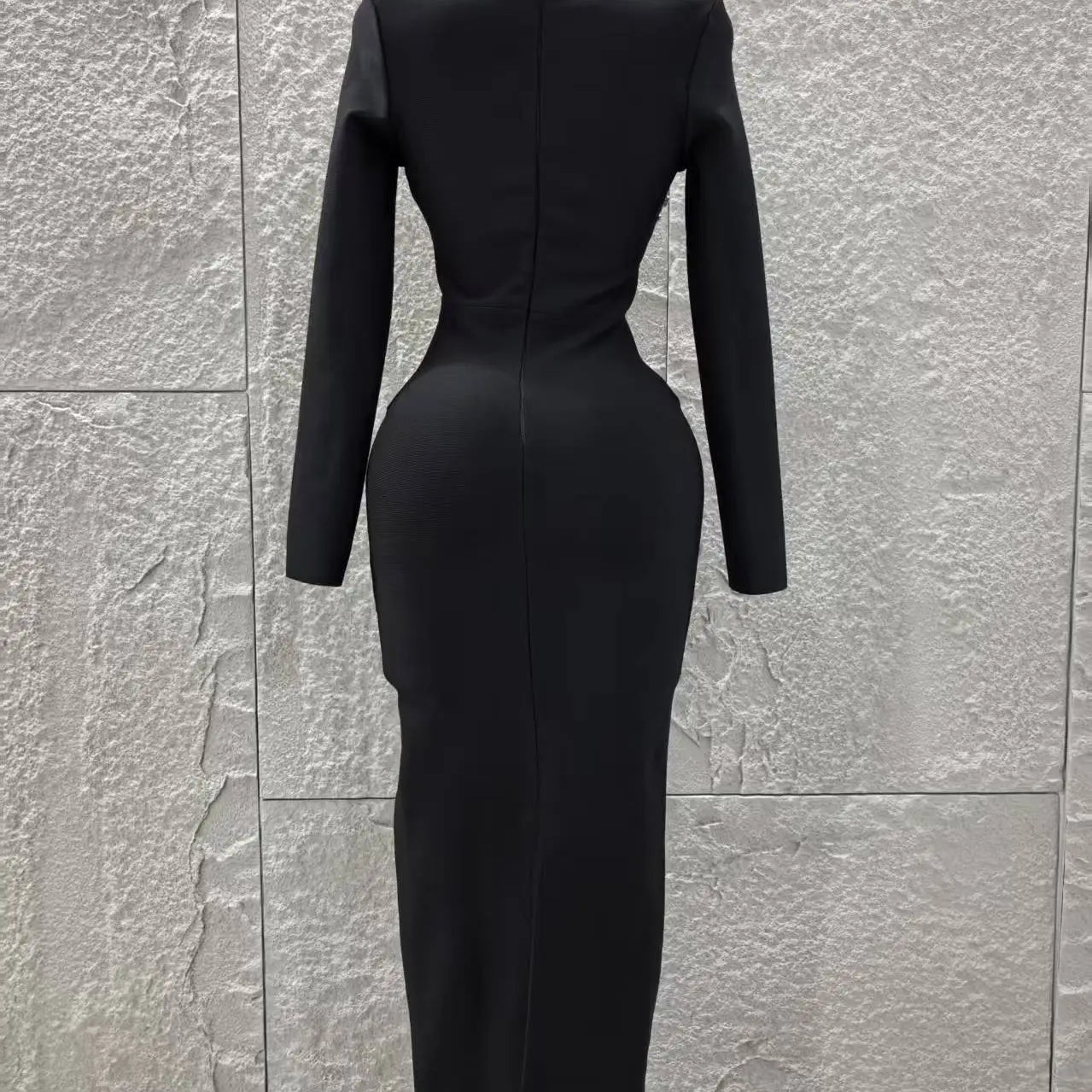 Top Quality Women Long Sleeve Sexy Square Collar Shinning Crystal Bodycon Long Bandage Dress Celebrate Evening Party Outfit