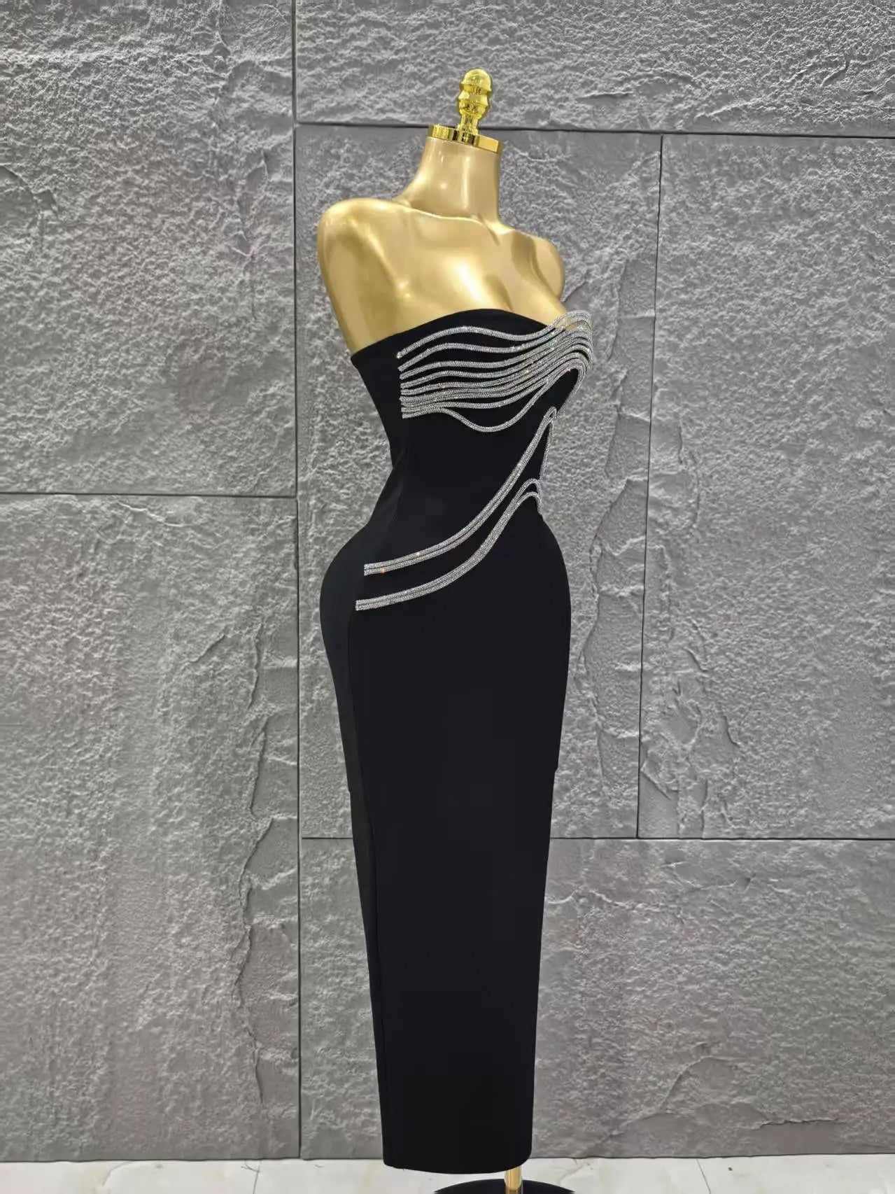 High Quality Women Sexy Strapless Shinning Sequins Bodycon Long Bandage Dress Celebrate Evening Party Cocktail Outfit Vestido