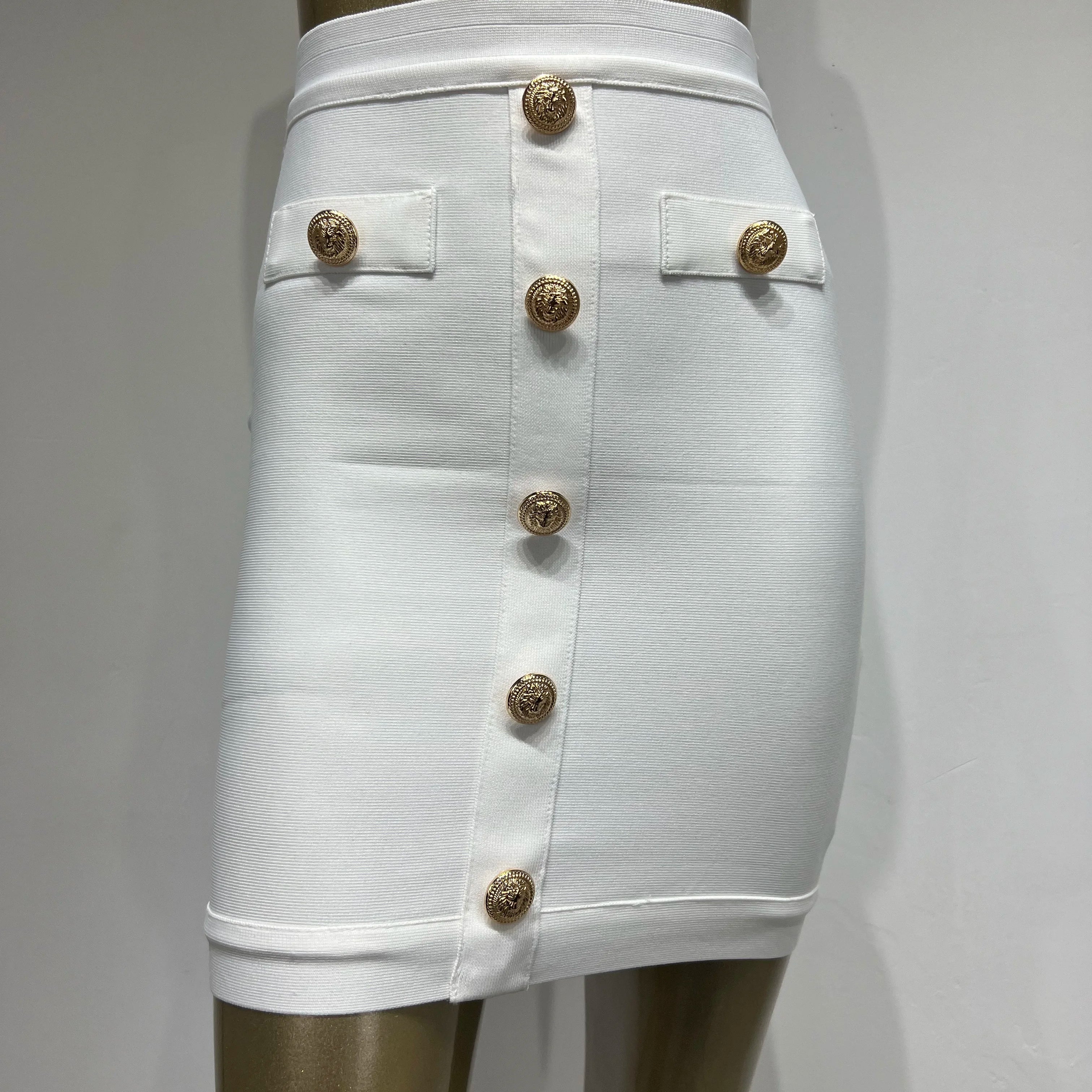 5 Colors Women Sexy Button Fashion Bodycon Mini Skirts Rayon Bandage Pencil Skirt Celebrate Casual Wear High Quality