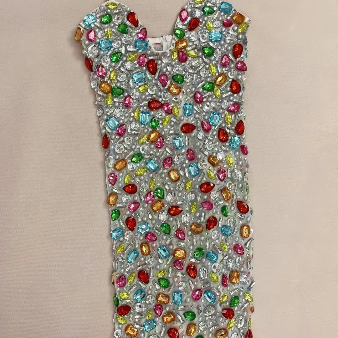 2025Multicolour Sparkly Rhinestone Sexy Strap Dress Women Nightclub Prom Skinny Dress Birthday Celebrate Prom Mini Dress Caixing