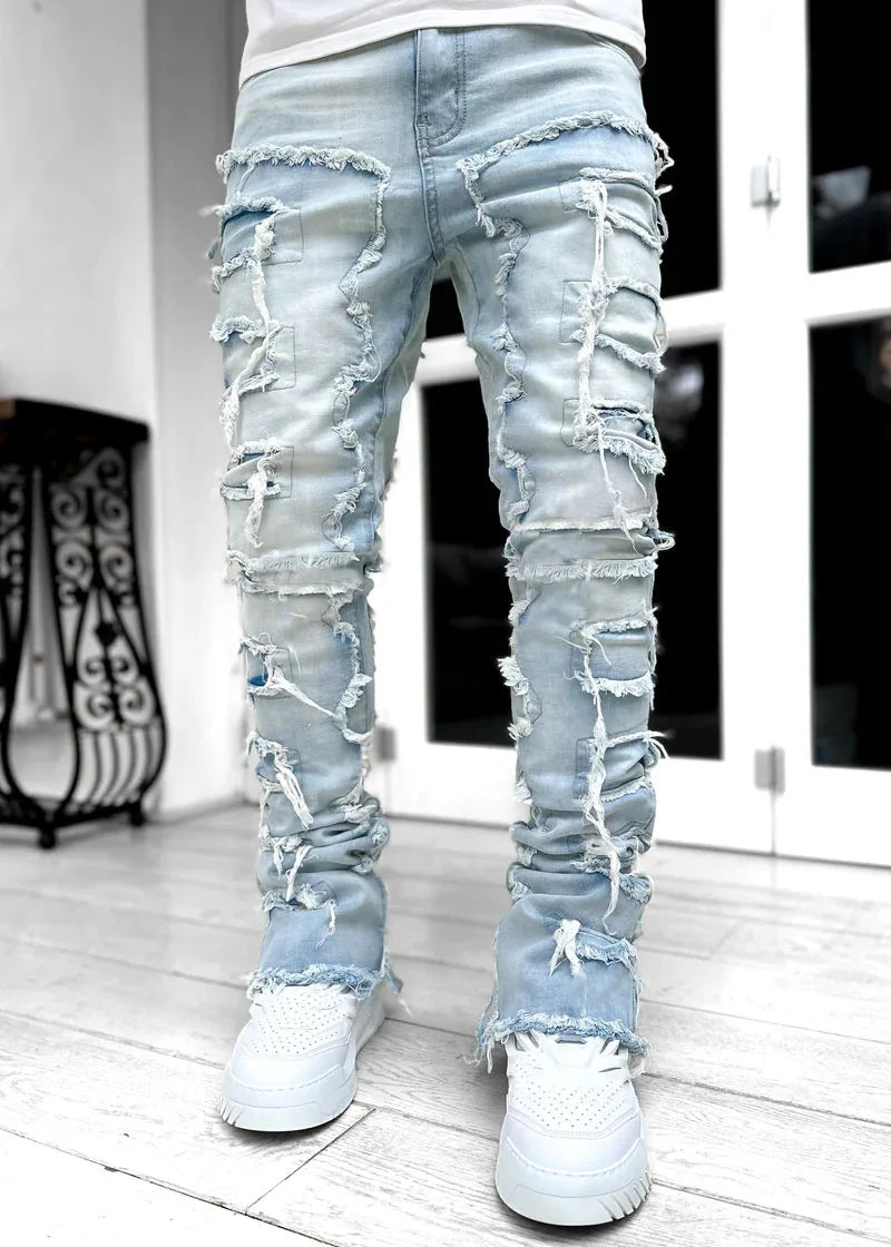 Fall Men Pink Jeans Pants Hip Hop Y2K Jeans US EURO Men's Trousers Clothing ropa hombre Light Blue Jeans