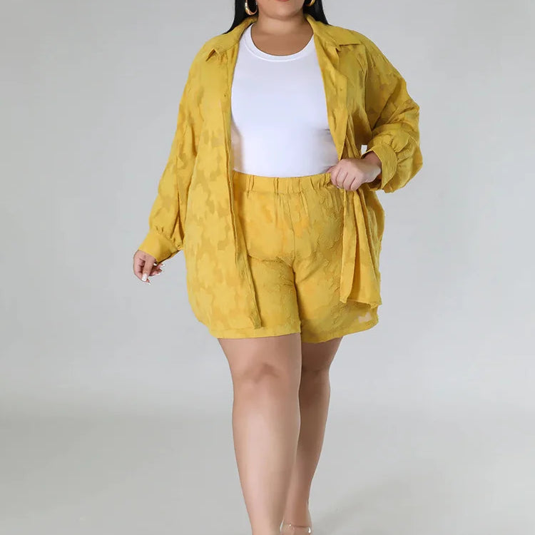 Wmstar Plus Size Two Piece Sets Women New Matching Sets Loose Shirts Top Shorts Tracksuit Casual Summer Wholesale Dropshipping