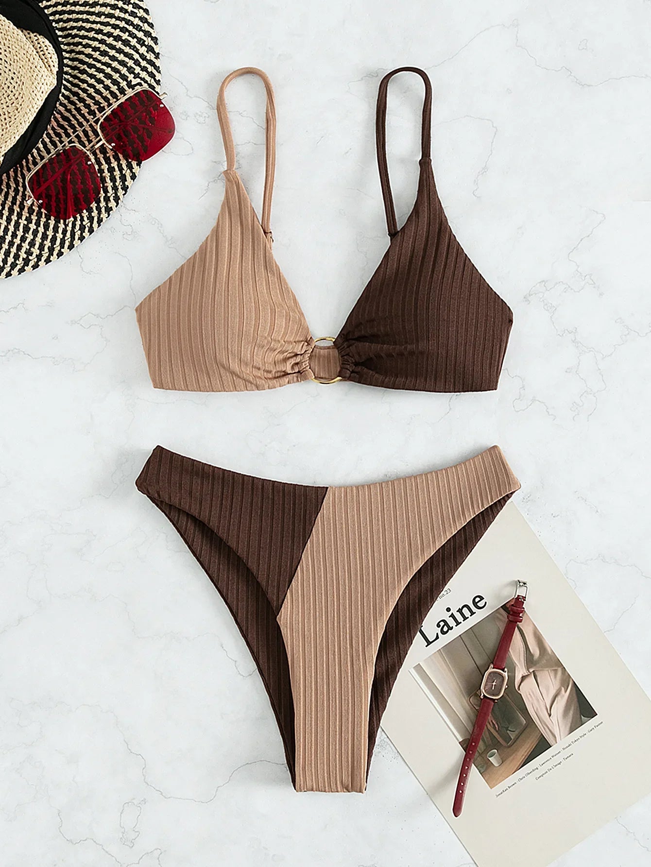 Sexy Bikinis Women's Swimwear Push Up High Waist Swimsuits High Cut Bathing Suits Push Up Beach Bikini Set Female Biquini coffee 2025YZ61
