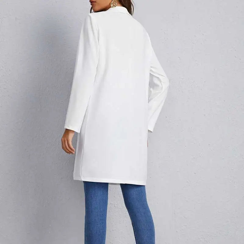 Autumn And Winter New Women's Coat Suit Fashion Commute Solid Color Long Sleeve Cardigan Long Suit Collar Coat