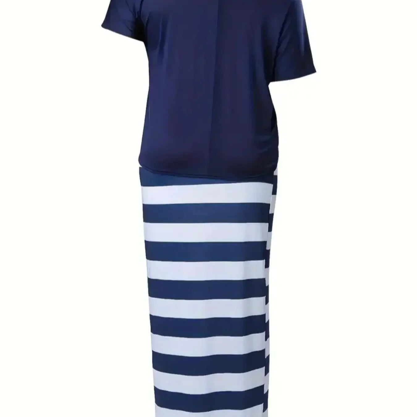 Plus Size 1XL-5XL Women's Fashion Short Sleeve Striped Pants Set Casual Loose Round Neck Letter Printed Short Sleeve Pants Set