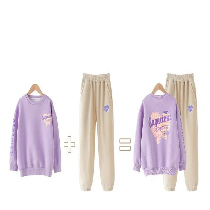 Spring Autumn Children Clothes Sets Korean Girls Letter Sweater + Pants 2Pcs Outfits Casual Sports Long Sleeved Trousers Suits