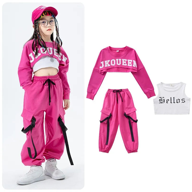 Girls Jazz Dance Performance Dress Girls Hip-hop Suit Cool Belly Button Exposed Clothing Children's Hip-hop Fashion Clothes 829-823-793 suit