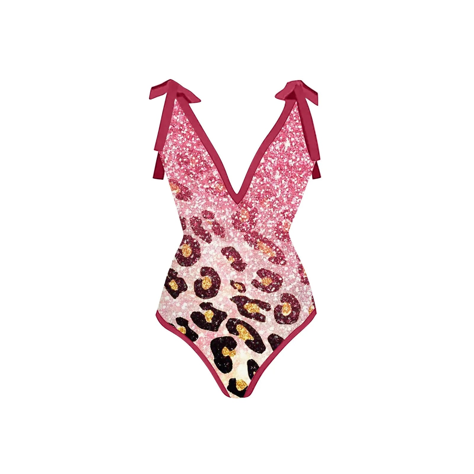 Bikini Women One Piece Swimwear With Cover Ups Sexy Deep V-Neck Lace Up Swimsuit Summer Hawaiian Casual Bathing Suit