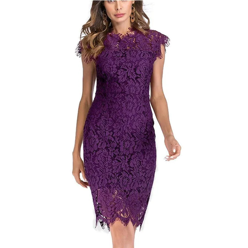 lace slim bag hip sexy dress woman PURPLE